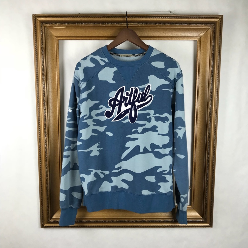 ARTFUL DODGER blue camp Spellout sweatshirt, M